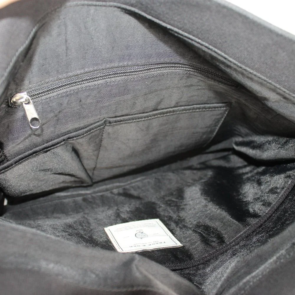 Frank And Oak Black Mens Messenger Canvas Bag Zippered Pockets Heavy Duty Straps